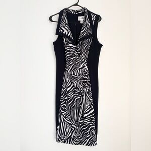 Joseph Ribkoff Zebra Panel Draped Dress – Size 14